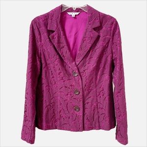 CAbi Frolic Blazer Jacket Lace Overlay Raspberry Size 6